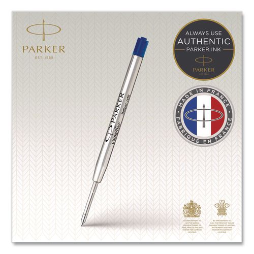 Image of Parker® 2119154 Quinkflow Refill for Parker Ballpoint Pen, Medium Conical Tip, Blue Ink, 10/Pack