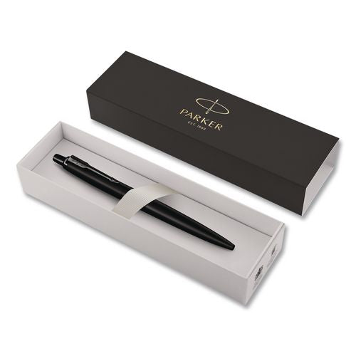 Image of Parker® 2122753 Jotter XL Ballpoint Pen, Monochrome Collection, Retractable, Medium, Blue Ink, Matte Black Barrel