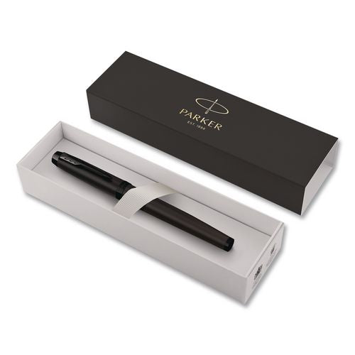 Image of Parker® 2127743 IM Rollerball Pen, Monochrome Collection, Stick, Fine, Black Ink, Matte Black/PVD Barrel