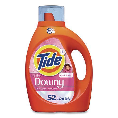 Image of Tide® 17523 Plus Boost of Ultra Downy Laundry Detergent, HE Compatible, April Fresh Scent, 73 oz Bottle