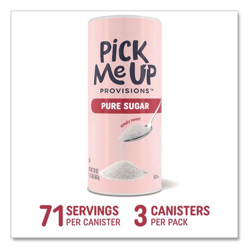 Image of Pick Me Up Provisions PM62433/94205 Pure Sugar, 20 oz Canister, 3/Pack
