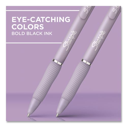 Image of Sharpie® S-Gel 2195670 S-Gel Fashion Barrel Gel Pen, Retractable, Medium 0.7 mm, Black Ink, Violet Barrel, 4/Pack