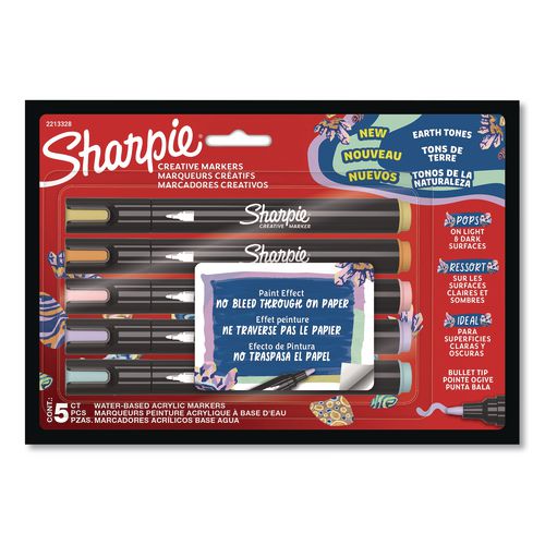 Image of Sharpie® 2213328 Creative Markers, Light Earth Tones, Bullet Tip, Assorted, 5/Pack