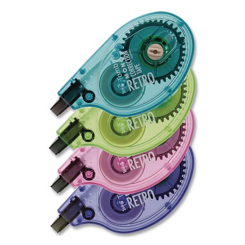 Image of Tombow® 68679 MONO Original Correction Tape, Retro Colors, 0.17" x 33 ft, Assorted Colors, 4/Pack