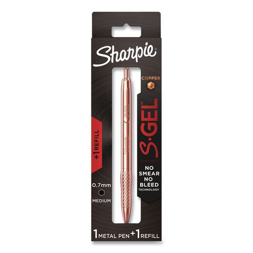 Image of Newell Brands Sharpie Pen,Gel,w/Refill,0.7mm,Black Ink/Copper Barrel