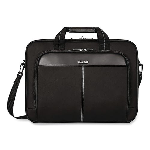 Image of Targus® TCT027US Classic Slim Laptop Briefcase, Fits Devices Up to 16", 16.75 x 3.25 x 12.8, Black