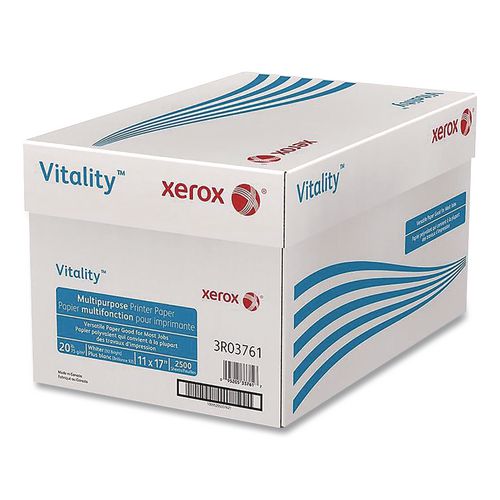 Image of xerox 3R03761 Vitality Multipurpose Printer Paper, 92 Bright, 20 lb Bond Weight, 11 x 17, White, 500 Sheets/Reams, 5 Reams/Carton