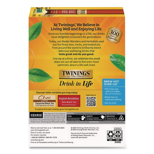 Image of TWININGS® TNA85783 Tea K-Cups, Earl Grey, 0.11 Oz K-Cups, 24/box