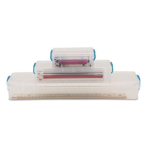 Image of Super Stacker® 38714 School Kit with Crayon Box, Pencil Box and Ruler Box, Clear/Blue, 3/Box