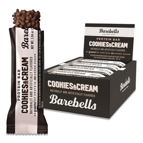 Image of Barebells VTN42964 Cookies and Cream Protein Bars, 1.9 oz Individually Wrapped, 12/Box