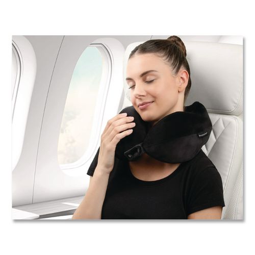 Image of Brookstone® BNPM0001 Memory Foam Fabric Travel Pillow, One Size Fits Most, 9.84 x 5.5 x 11, Black