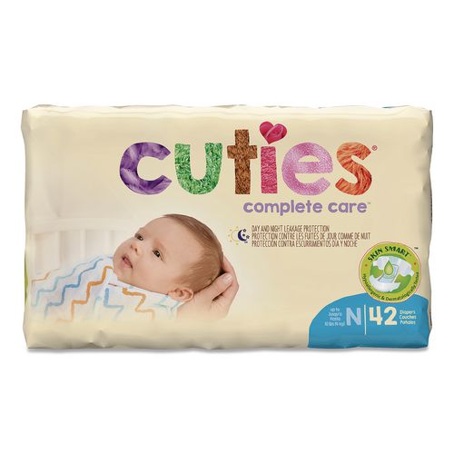 Image of Cuties® CR0001 Complete Care Diapers, Size 0, Newborn to 10 lbs, 160/Carton