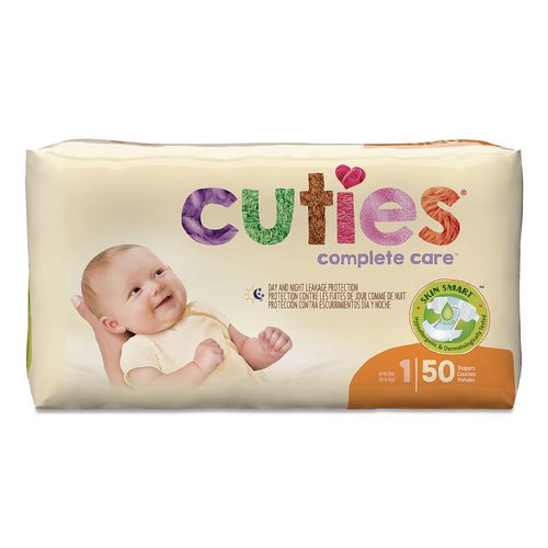 Image of Cuties® CR1001 Complete Care Diapers, Size 1, 8 lbs to 14 lbs, 200/Carton
