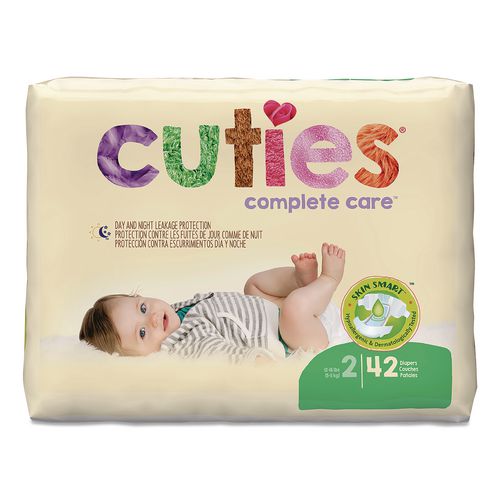Image of Cuties® CR2001 Complete Care Diapers, Size 2, 12 lbs to 18 lbs, 168/Carton