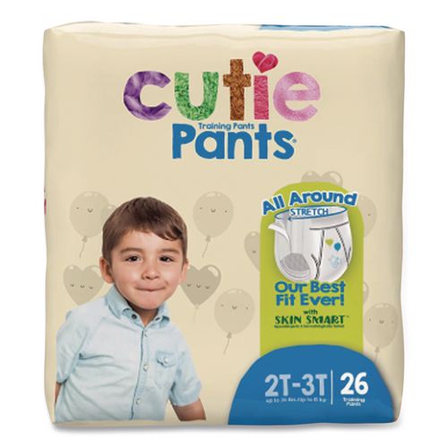 Image of Cuties® CR7007 CutiePants Refastenable Training Pants for Boys, Size 2T-3T, Up to 34 lbs, 104/Carton