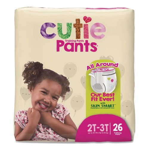 Image of Cuties® CR7008 CutiePants Refastenable Training Pants for Girls, Size 2T-3T, Up to 34 lbs, 104/Carton