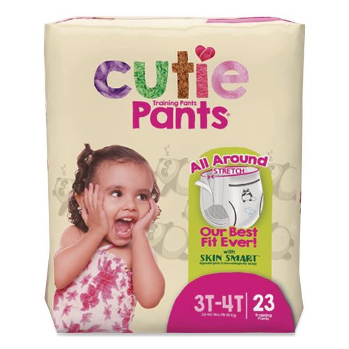 Image of Cuties® CR8008 CutiePants Refastenable Training Pants for Girls, Size 3T-4T, 32 lbs to 40 lbs, 92/Carton