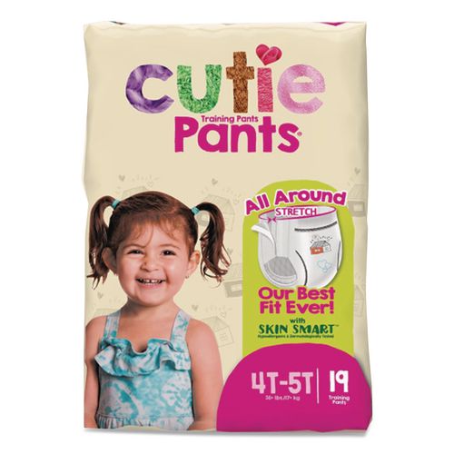 Image of Cuties® CR9008 CutiePants Refastenable Training Pants for Girls, Size 4T-5T, 38 lbs to 50 lbs, 76/Carton