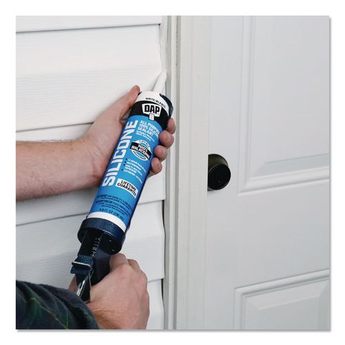 Image of DAP® B2321385 100 Percent Silicone Rubber Sealant, 9.8 oz Capsule/Cartridge, White, 12/Pack