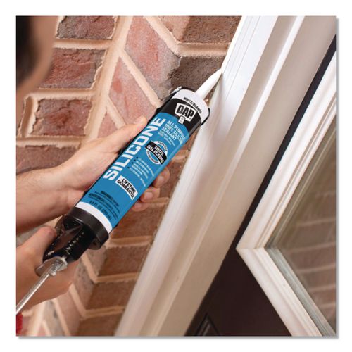 Image of DAP® B2321385 100 Percent Silicone Rubber Sealant, 9.8 oz Capsule/Cartridge, White, 12/Pack