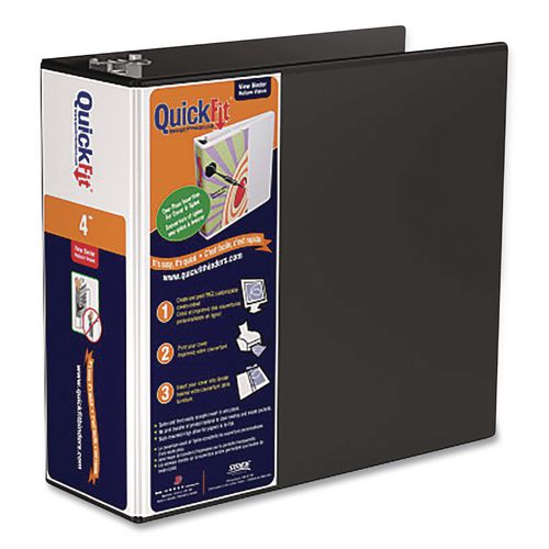 Image of Stride 8706-01 QuickFit D-Ring View Binder, 3 Rings, 4" Capacity, 11.5 x 8, Black