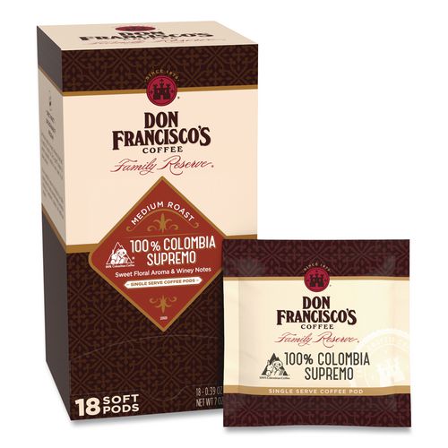 Image of Don Francisco's Coffee FGS14506 Columbia Supremo Coffee Soft Pods, 18/Box