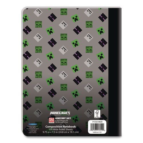 Image of Innovative Designs 717251MCR-SA Licensed Composition Book, Minecraft, Wide/Legal Rule, Multicolor Cover, (100) 9.75 x 7.5 Sheets