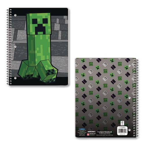 Image of Innovative Designs 717326MCR-SA Licensed Spiral Notebook, Minecraft, 1-Subject, Wide/Legal Rule, Multicolor Cover, (70) 10.5 x 8 Sheets