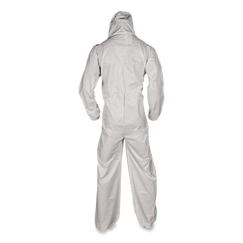 Image of KleenGuard KCC38942 A35 Liquid and Particle Protection Coveralls, Zipper Front, Hooded, Elastic Wrists and Ankles, 3X-Large, White, 25/Carton