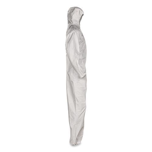 Image of KleenGuard KCC38942 A35 Liquid and Particle Protection Coveralls, Zipper Front, Hooded, Elastic Wrists and Ankles, 3X-Large, White, 25/Carton