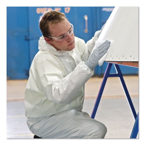 Image of KleenGuard KCC38942 A35 Liquid and Particle Protection Coveralls, Zipper Front, Hooded, Elastic Wrists and Ankles, 3X-Large, White, 25/Carton