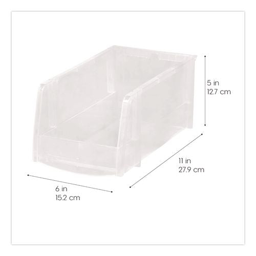 Image of IRIS 200528 Stackable Plastic Storage Bin. Medium, 1.6 qt, 6 x 11 x 5, Clear