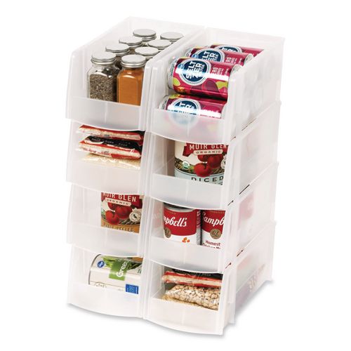 Image of IRIS 200528 Stackable Plastic Storage Bin. Medium, 1.6 qt, 6 x 11 x 5, Clear