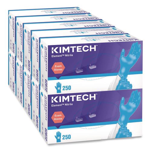 Image of Kimtech 62872 Element Nitrile Exam Gloves, Powder-Free, AQL 1.5, Medium, 3.2 mil Thick, 9.3" Long, Blue, 250/Box, 10 Boxes/Carton