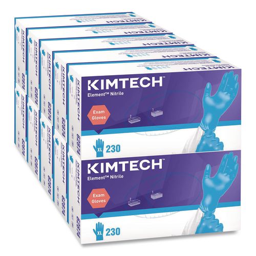 Image of Kimtech 62874 Element Nitrile Exam Gloves, Powder-Free, AQL 1.5, X-Large, 3.2 mil Thick, 9.3" Long, Blue, 230/Box, 10 Boxes/Carton