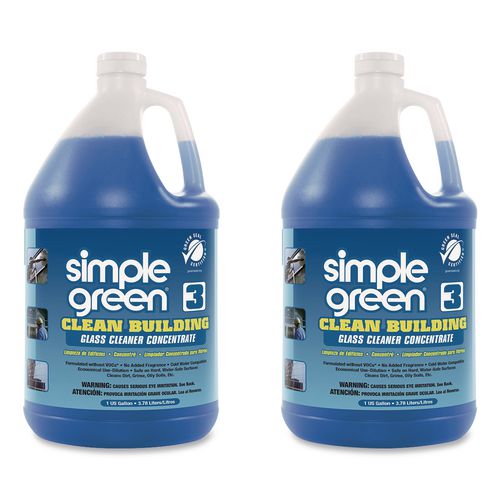 Image of Simple Green® 1210000211301 Clean Building Glass Cleaner Concentrate, Unscented, 1gal Bottle, 2/Carton