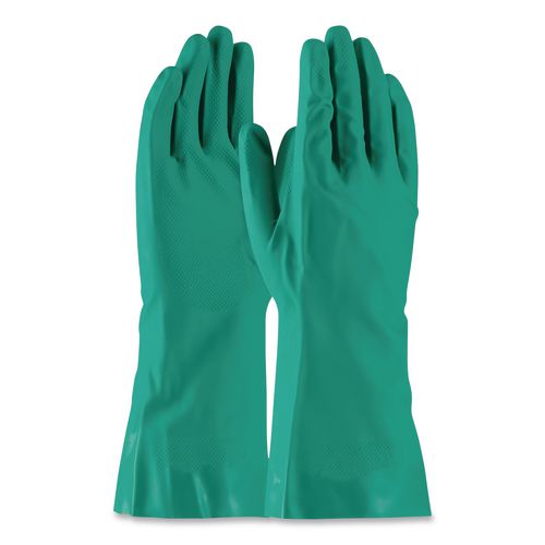 Image of AMBITEX® NTL650XL/HDG Pro N650 Series Flock-Lined Nitrile Rubber Gloves, 13" Long, X-Large, Green, 12 Pairs
