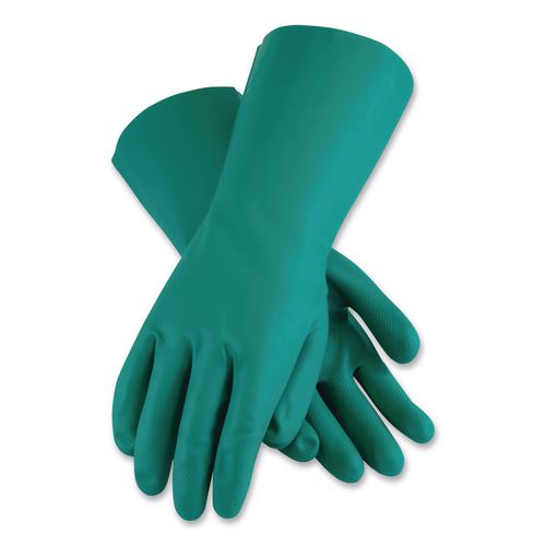 Image of AMBITEX® NTL650XL/HDG Pro N650 Series Flock-Lined Nitrile Rubber Gloves, 13" Long, X-Large, Green, 12 Pairs