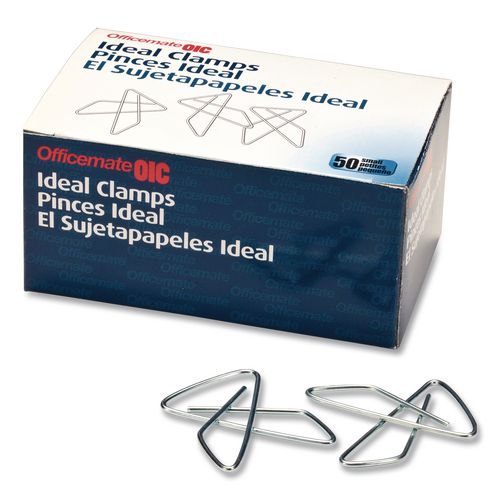 Image of Officemate 99957 OIC Ideal Butterfly Clamps, #2, Silver, 50/Box