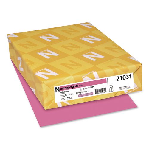 Image of Astrobrights® 21031A Color Paper, 24 lb Bond Weight, 8.5 x 11, Pulsar Pink, 500 Sheets/Ream, 10 Reams/Carton