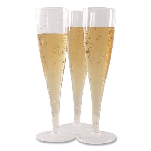 Image of Tablemate® 0244Z Plastic Champagne Glasses, 5 Oz, Clear, 10/pack