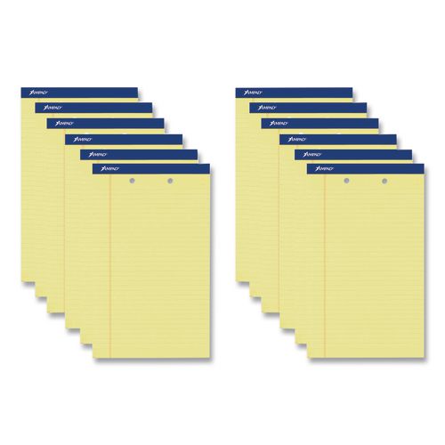 Image of Ampad® 20-233 Perforated Writing Pads, Wide/Legal Rule, (50) Canary Yellow 8.5 x 14 Sheets, Dozen