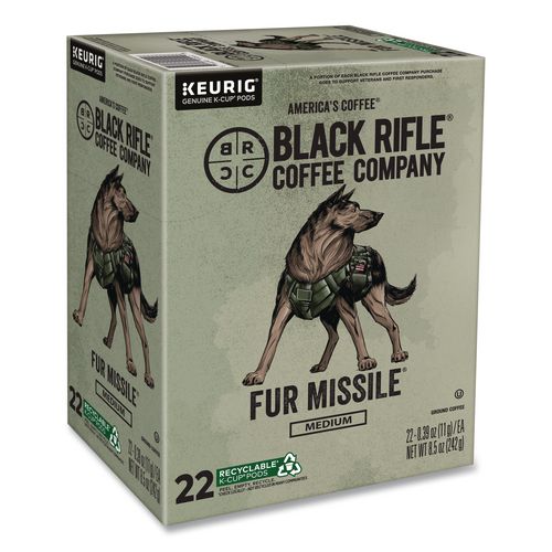 Image of Black Rifle® Coffee Company 5000384047 Fur Missile Coffee K-Cups, 22/Box, 4 Boxes/Carton
