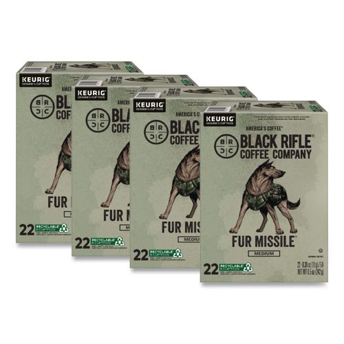 Image of Black Rifle® Coffee Company 5000384047 Fur Missile Coffee K-Cups, 22/Box, 4 Boxes/Carton