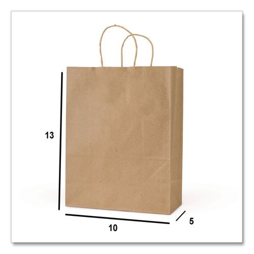Image of Inteplast Group KRFTW10513 Get Reddi Paper Bags, Pixie Size, 60# Basis Weight, Twisted Rope Handles, 10" x 5" x 13", Brown, 250/Carton