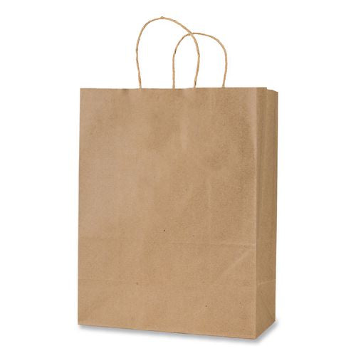 Image of Inteplast Group KRFTW8410 Get Reddi Paper Bags, Pulse Size, 60# Basis Weight, Twisted Rope Handles, 8 x 4.5 x 10.25, Brown, 250/Carton