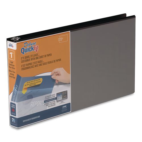 Image of Stride 95011L Quickfit Landscape Spreadsheet Round Ring View Binder, 3 Rings, 1" Capacity, 14 X 8.5, Black