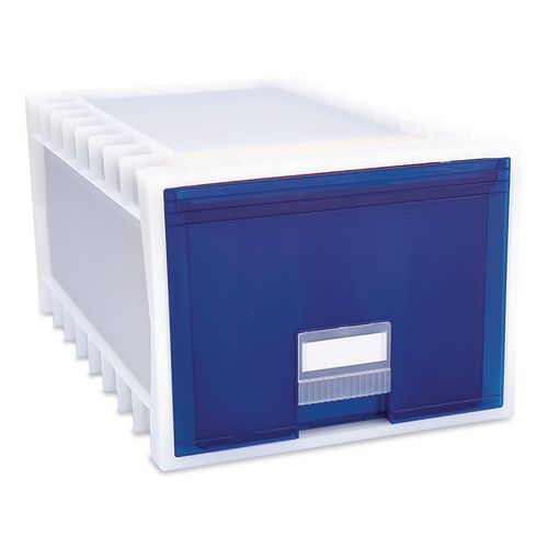 Image of Storex Archive Storage Drawers, Letter/legal Files, 15.3" X 24.25" X 11.38", Blue/white