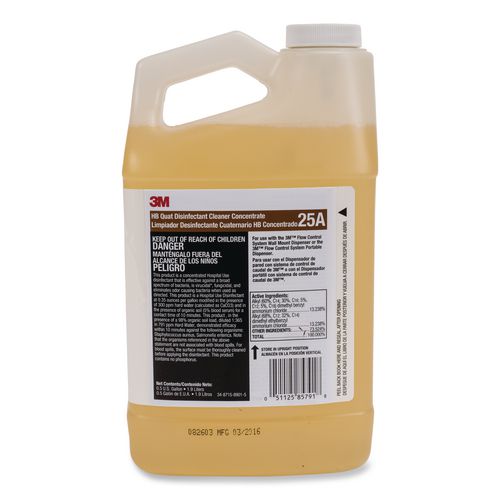 Image of 3M 25A HB Quat Disinfectant Cleaner Concentrate 25A, 0.5 gal Bottle, 4/Carton