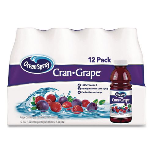 Image of Ocean Spray® OCE70193 Cran-Grape Juice, 15.2 oz Bottle, 12/Carton